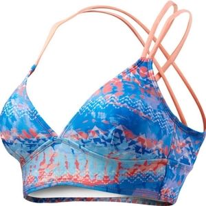 TYR Emerald Lake Cross Bra Sport Competitor Swim Suit, X-Small, Coral/Blue